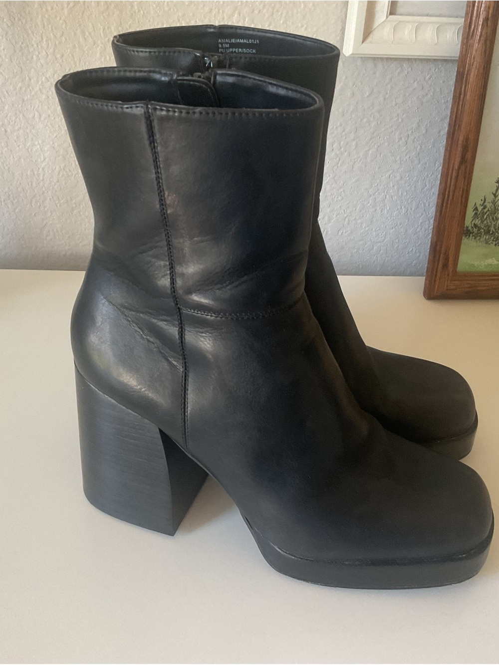 Madden Girl Black  Platform Block Heel Ankle Boots